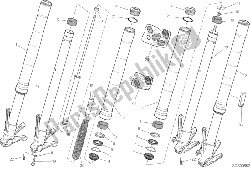 Wszystkie części do Przedni Widelec Ducati Monster 797 Plus Thailand USA 2018